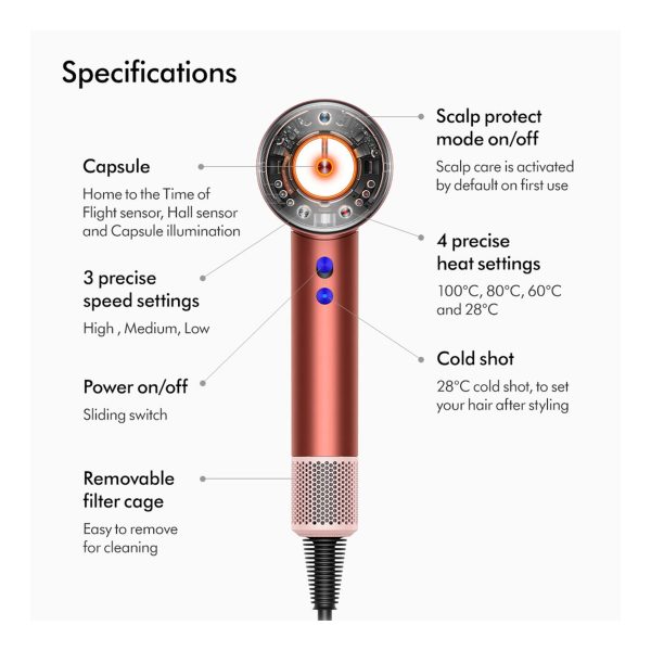 سشوار برس دار حالت دهنده دایسون مدل Supersonic nural Wave+Curl diffuser HD16 SBBP - Image 3